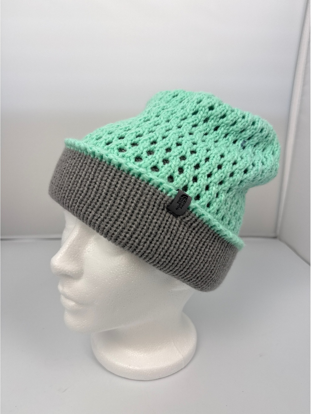The North Face Shinsky Beanie Mint Green Gray Knit Hat OSFA